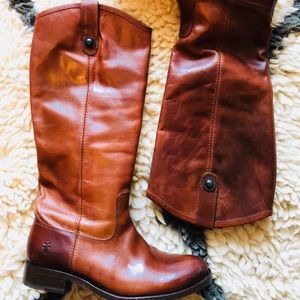 Frye Melissa Button Boots in Cognac 6.5